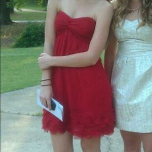 Aqua strapless red dress